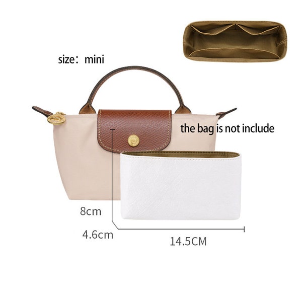 4 maten, portemonnee organisator inzetstuk geschikt "Longchamp Bag" zakje handtas shaper premium vilt, tas shaper, tasvoering, JD-3322