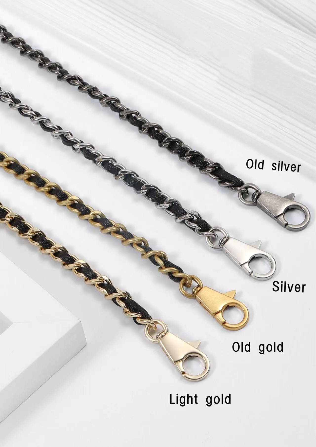 3 Pcs Gold Chain for Purse, Gold Chain for Purse Strap Crossbody Different  Sizes, Flat Iron Chains with Metal Buckles Chain Extender for Replacement