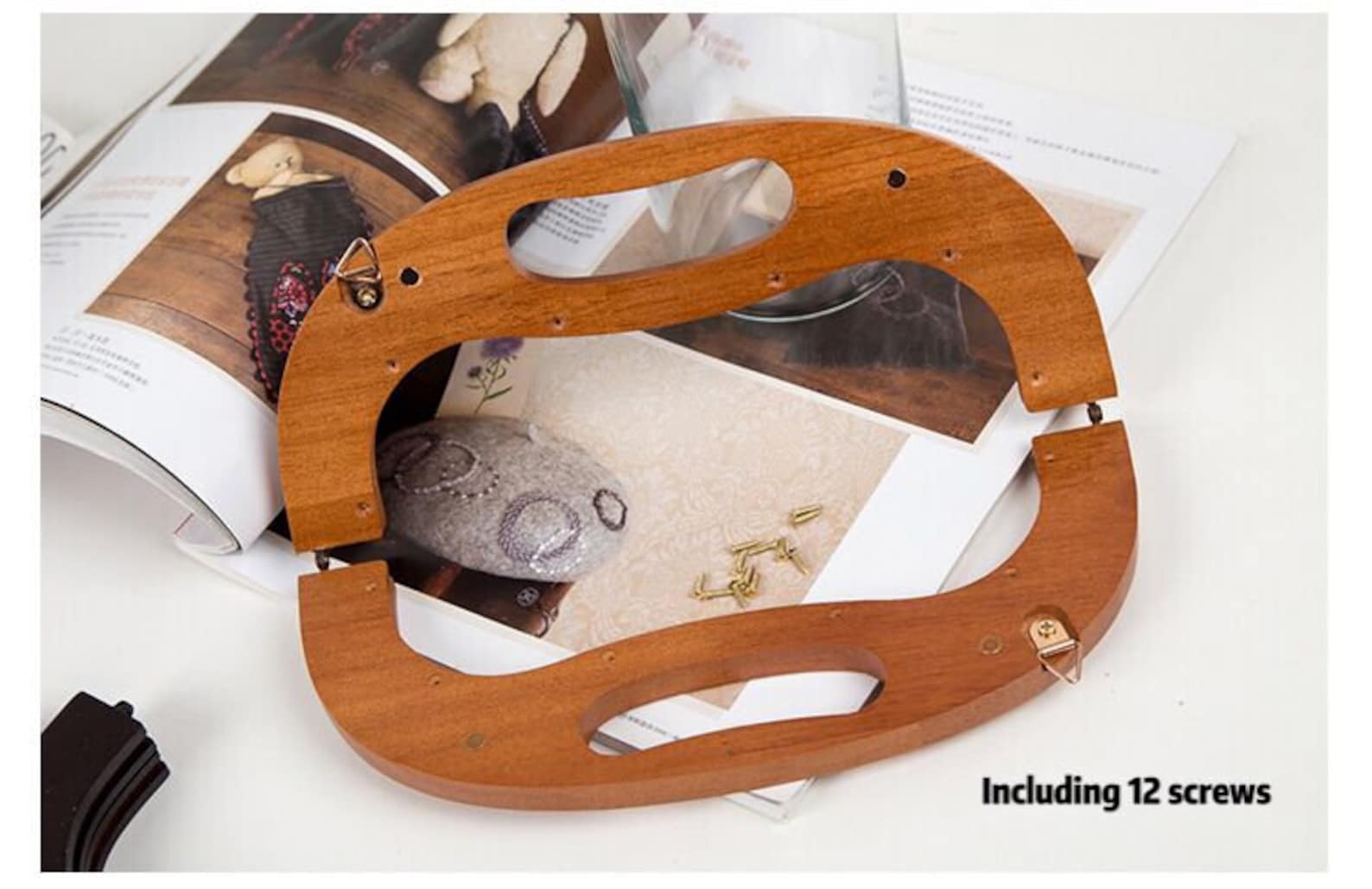 4color 25cm Wooden Handles for Bag Handcraft Material for Etsy