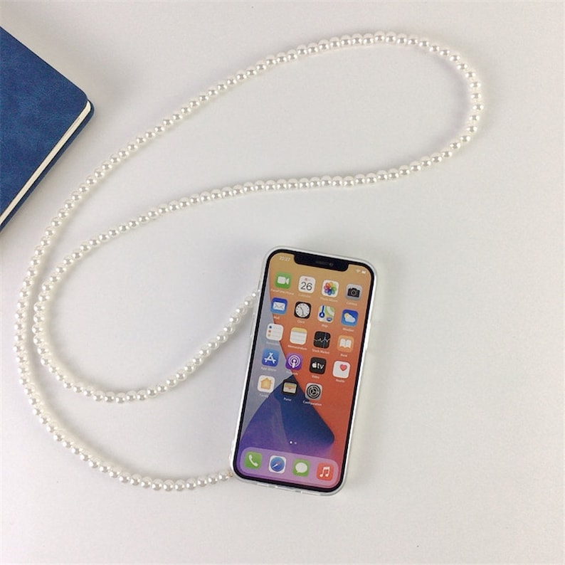 Apple iPhone Case with Pearl Strap for iPhone 11 12 13 Pro Max TPU Protective-Crossbody Necklace Lanyard Phone Case with Chain,MC-13 image 6