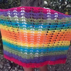 Elegant Lacy Rectangular Rainbow Shawl or Wrap