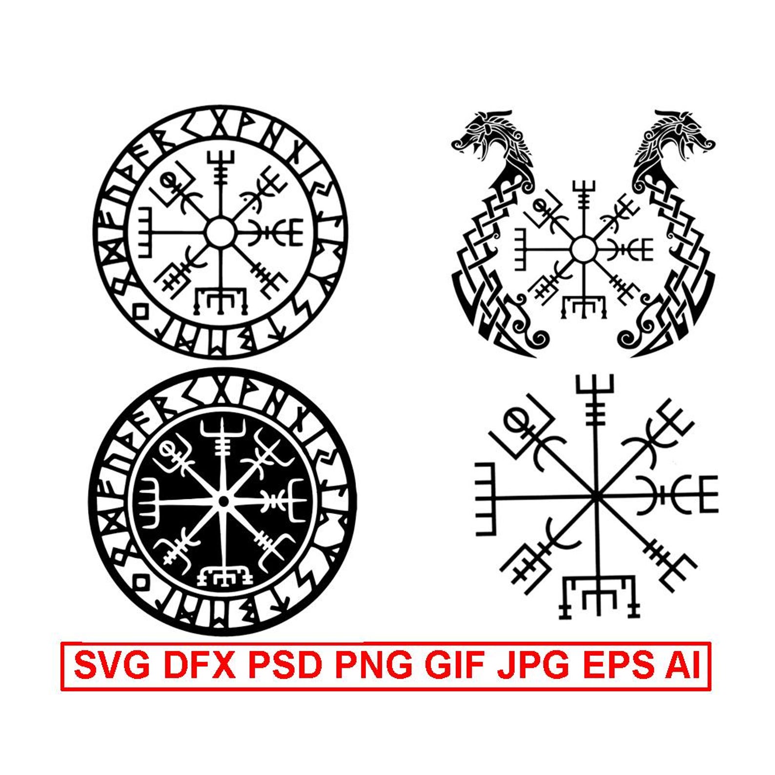 Viking Compass Vegvisir Symbol Nordic SVG Psd DFX Gif EPS Jpg Png Ai ...