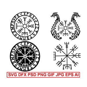 Wikinger Kompass Vegvisir Symbol Nordisch SVG Psd DFX Gif EPS Jpg Png Ai Cricut Vinyl Druck Eisen auf Transfer Laser Aufkleber Aufkleber Bild Grafiken