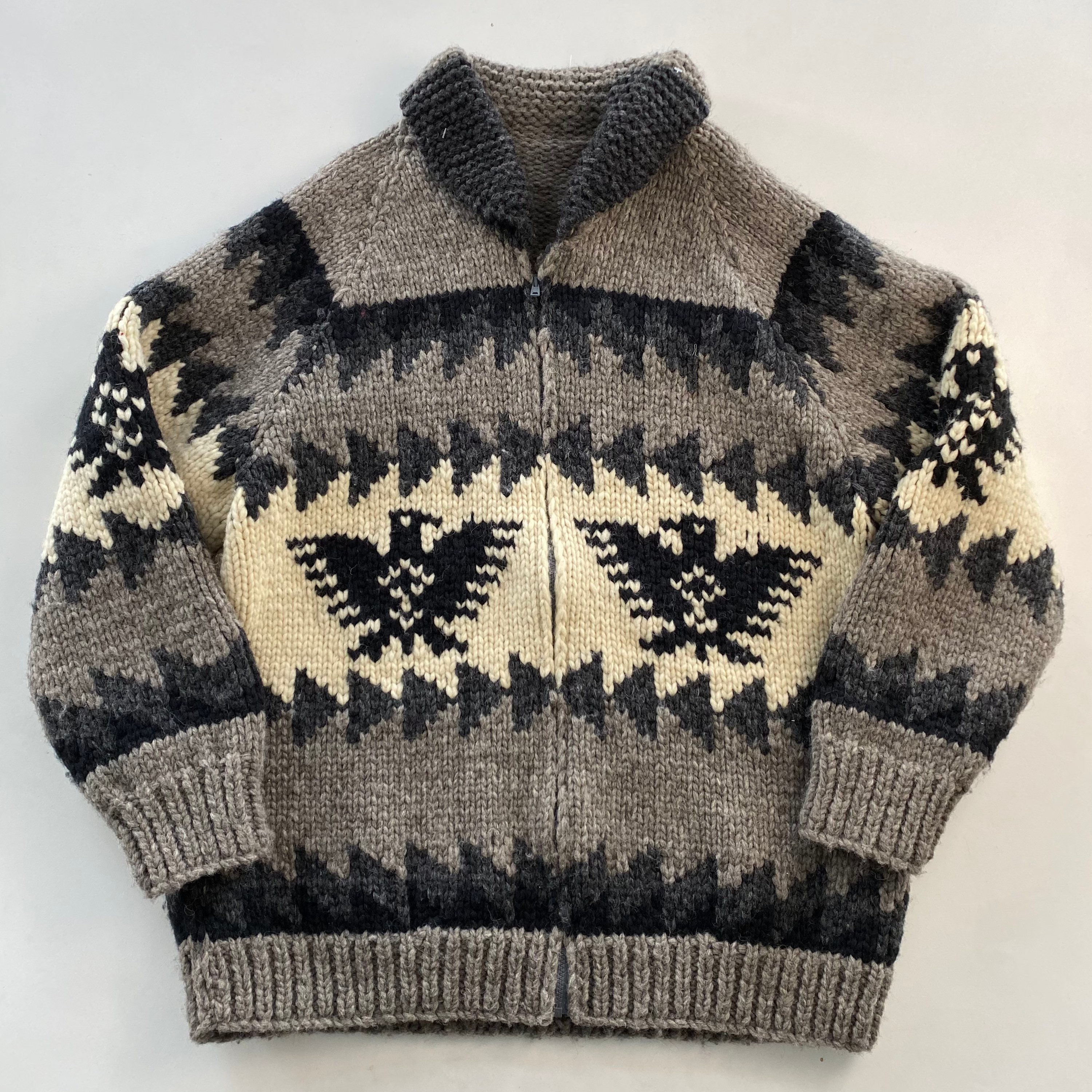 Vintage Hand Knit 100% Wool Cowichan Siwash Sweater Jacket | Etsy