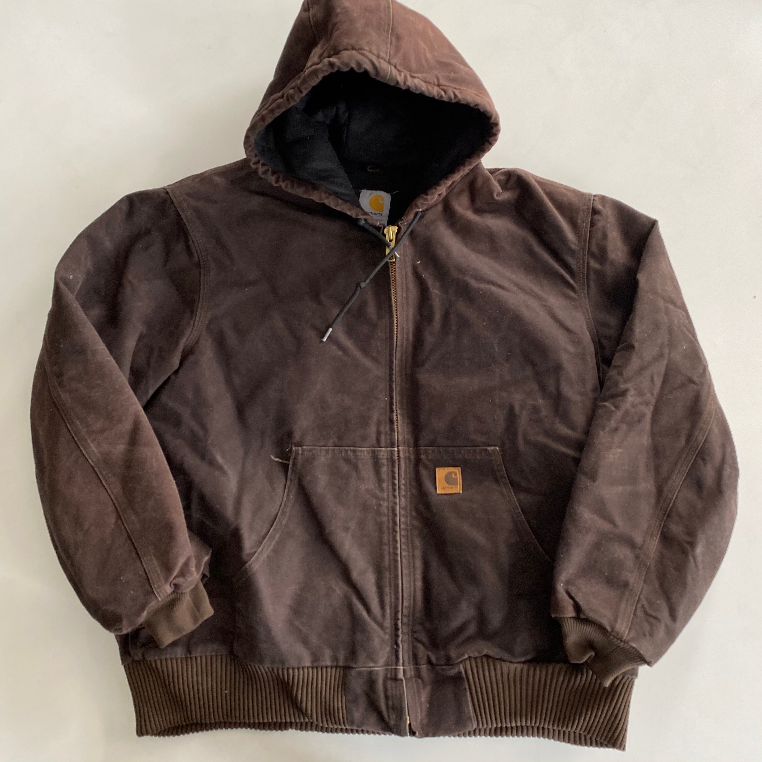 Carhartt Quilt Lined Hooded Jacket Dark Brown Tan XL J130 DBK | Etsy