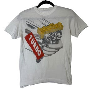 T-shirt Judas Priest - Turbo Tシャツ White JUDASPRIEST NOT ON LABEL /00150 Judas Priest Turbo Shirt - Etsy