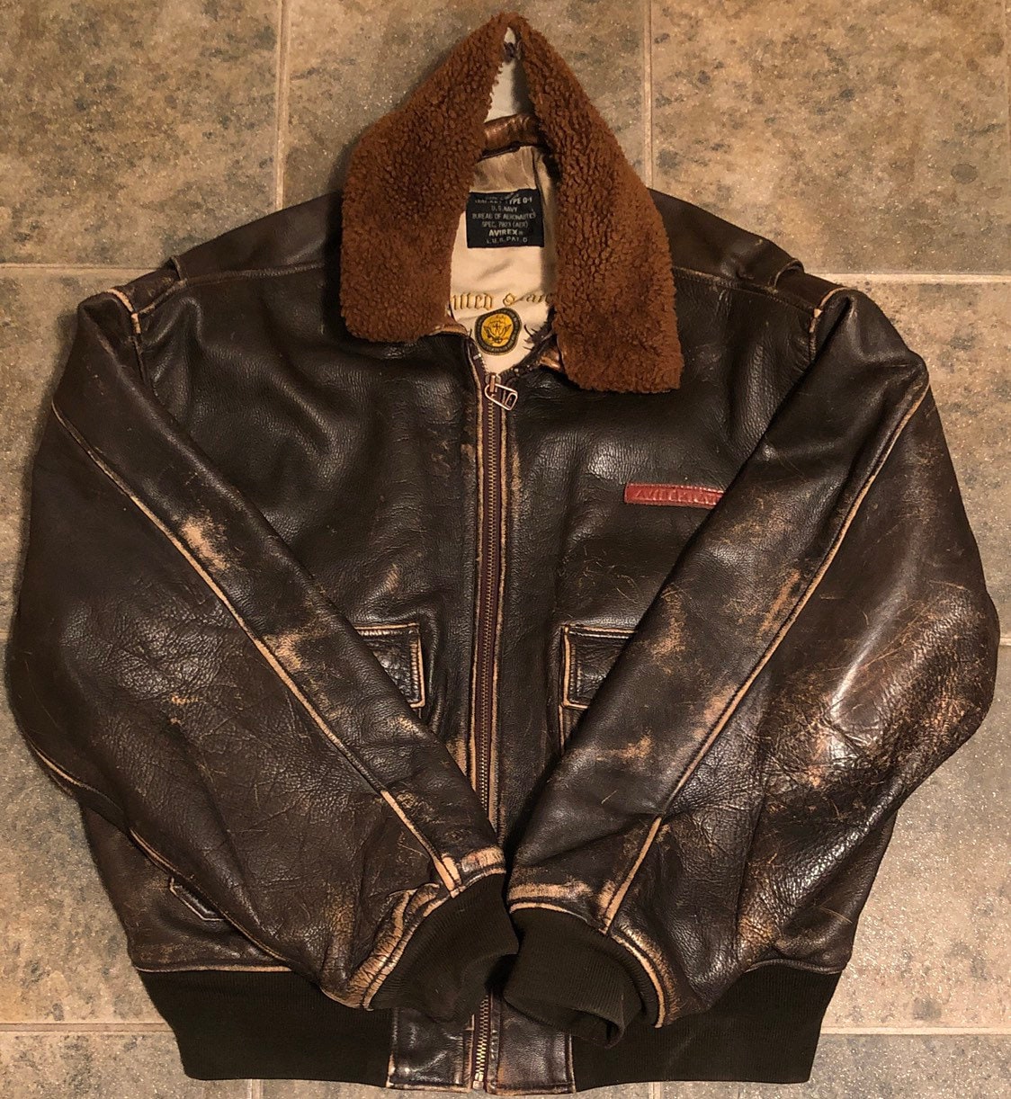 Avirex G 1 US Navy Leather Bomber Jacket Mens XL Etsy