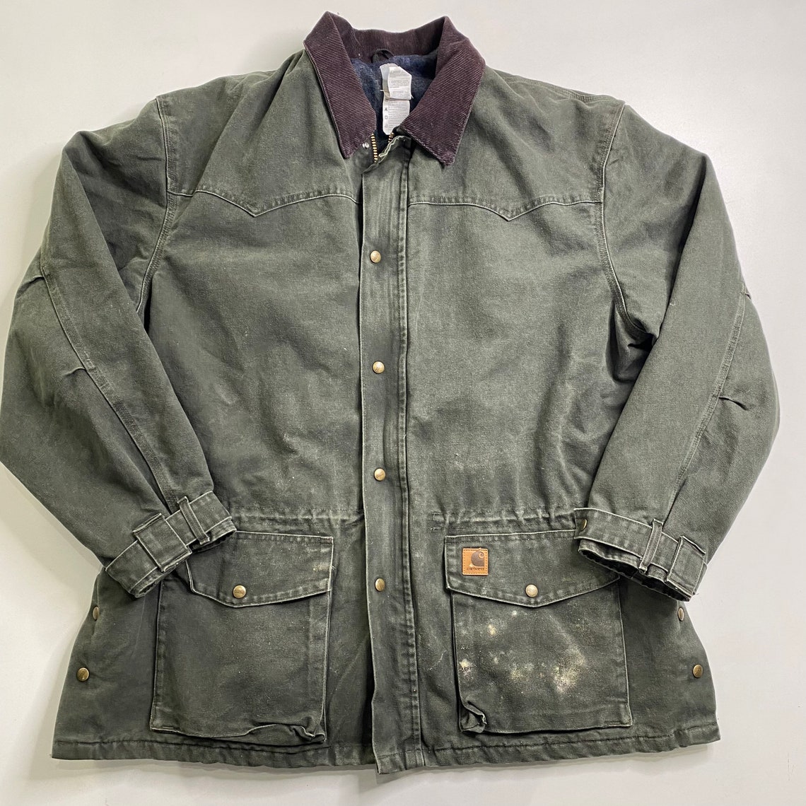 Vintage Carhartt Chore Jacket C52 MOS Moss Green Blanket Lined Etsy