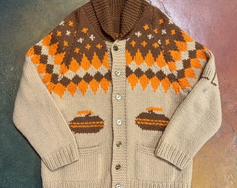 Vintage Handgestrickte Cowichan Siwash Mary Maxim Style Pullover (L314)