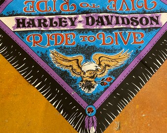 80s Harley Davidson Ride to Live Bandana Made in USA