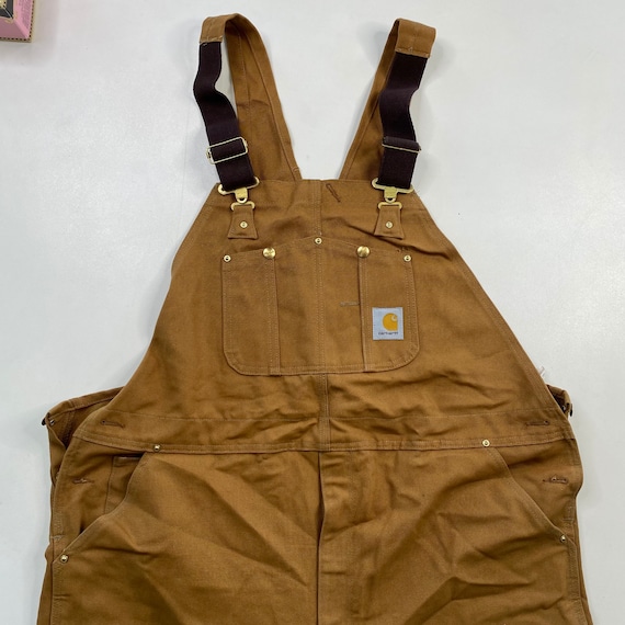 Carhartt Bib Overalls Mens 42x 29 Brown Relaxed Fit Duck Double Knee Canvas