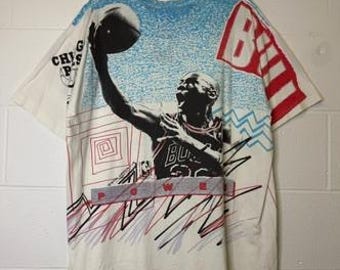 90s Michael Jordan Magic Johnson T's NBA AOP T-shirt Size XL