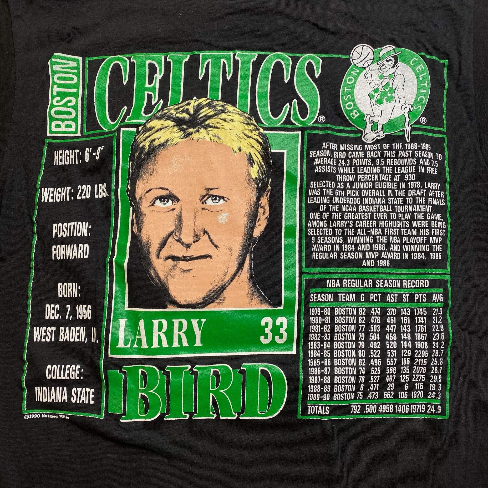 90s Larry Bird Celtics Nutmeg Player Card T-shirt Sz L (A3770) - Etsy