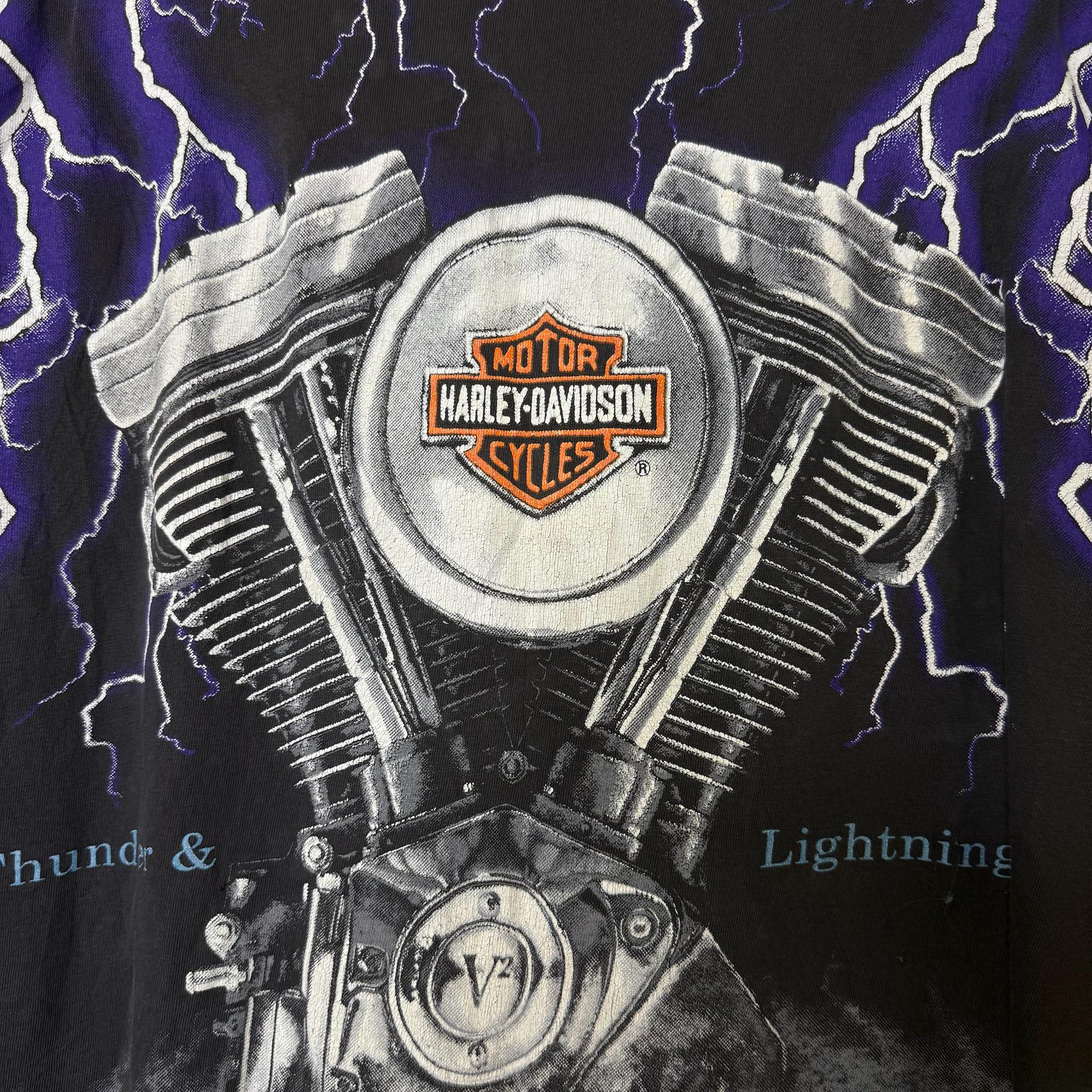 90s Harley Davidson Thunder & Lightning AOP T-shirt (B2267) - Etsy