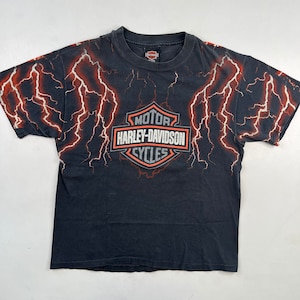 90s Harley Davidson Lightning T-shirt Size L (L574) - Etsy