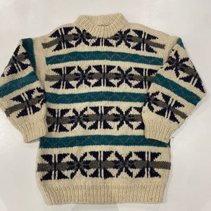 Vintage Hand Knit 100% Wool Cowichan Siwash Sweater WC034