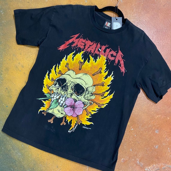 1994 Metallica Pushead Flaming Heart Skull T-Shirt | Etsy