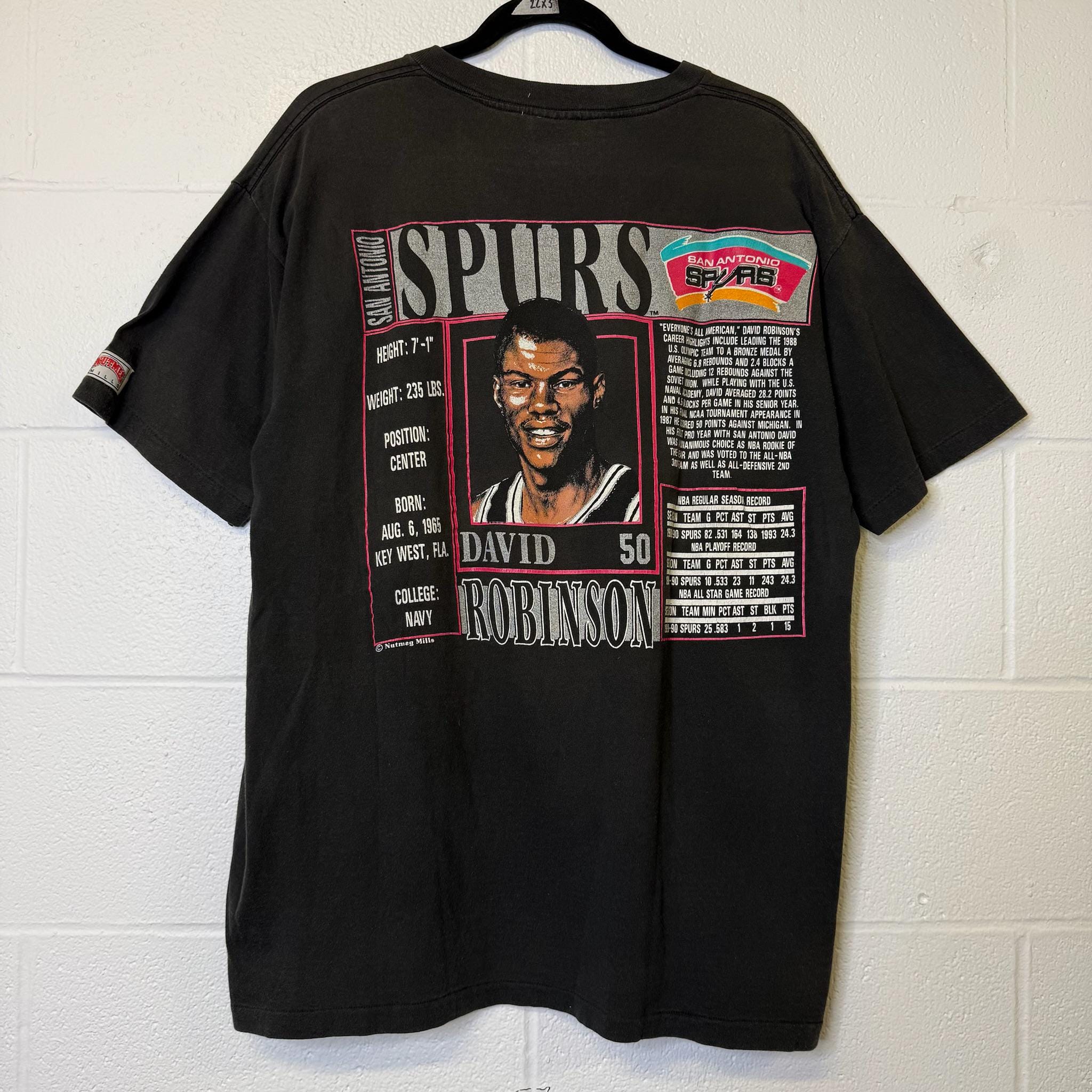 90's David Robinson San Antonio Spurs Nutmeg NBA T-shirt Sz XL