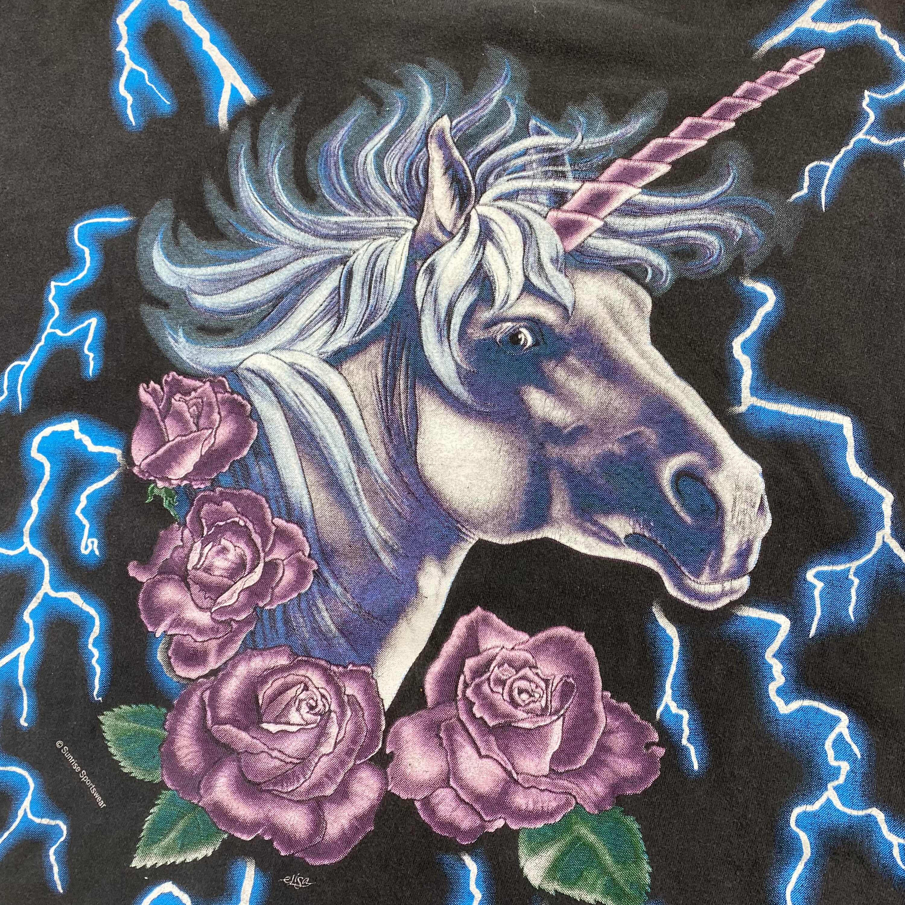 トップス American Thunder - Unicorn Rose T-Shirt Vintage American Thunder Unicorn Shirt Wide Medium