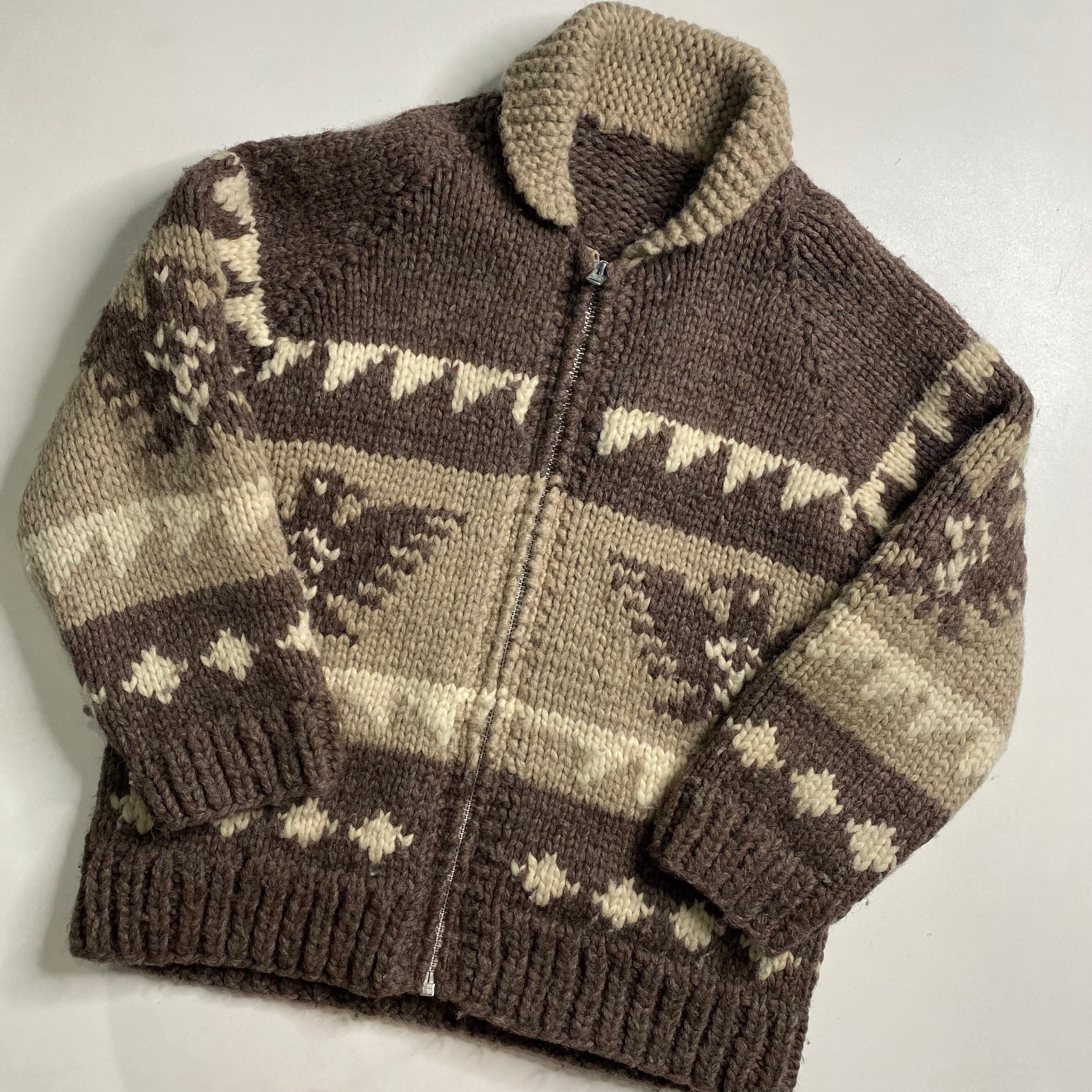 Vintage Hand Knit 100% Wool Cowichan Siwash Sweater Jacket - Etsy Canada