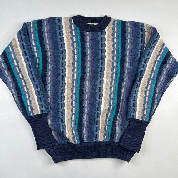 90s Coogi Inspired Colorful Knit Sweater L