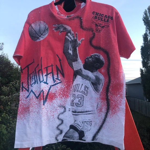 90s Michael Jordan All Over Print Magic Johnson T-