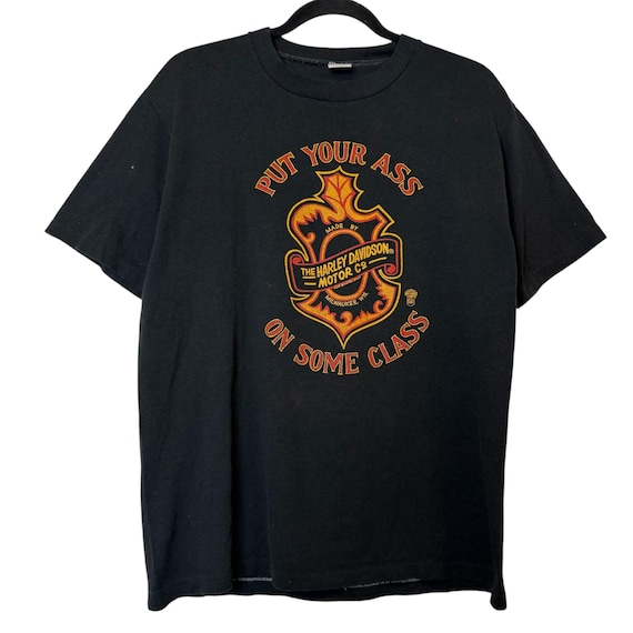 80's Harley Davidson Put Your Ass on Some Class T-shirt Sz L (B470