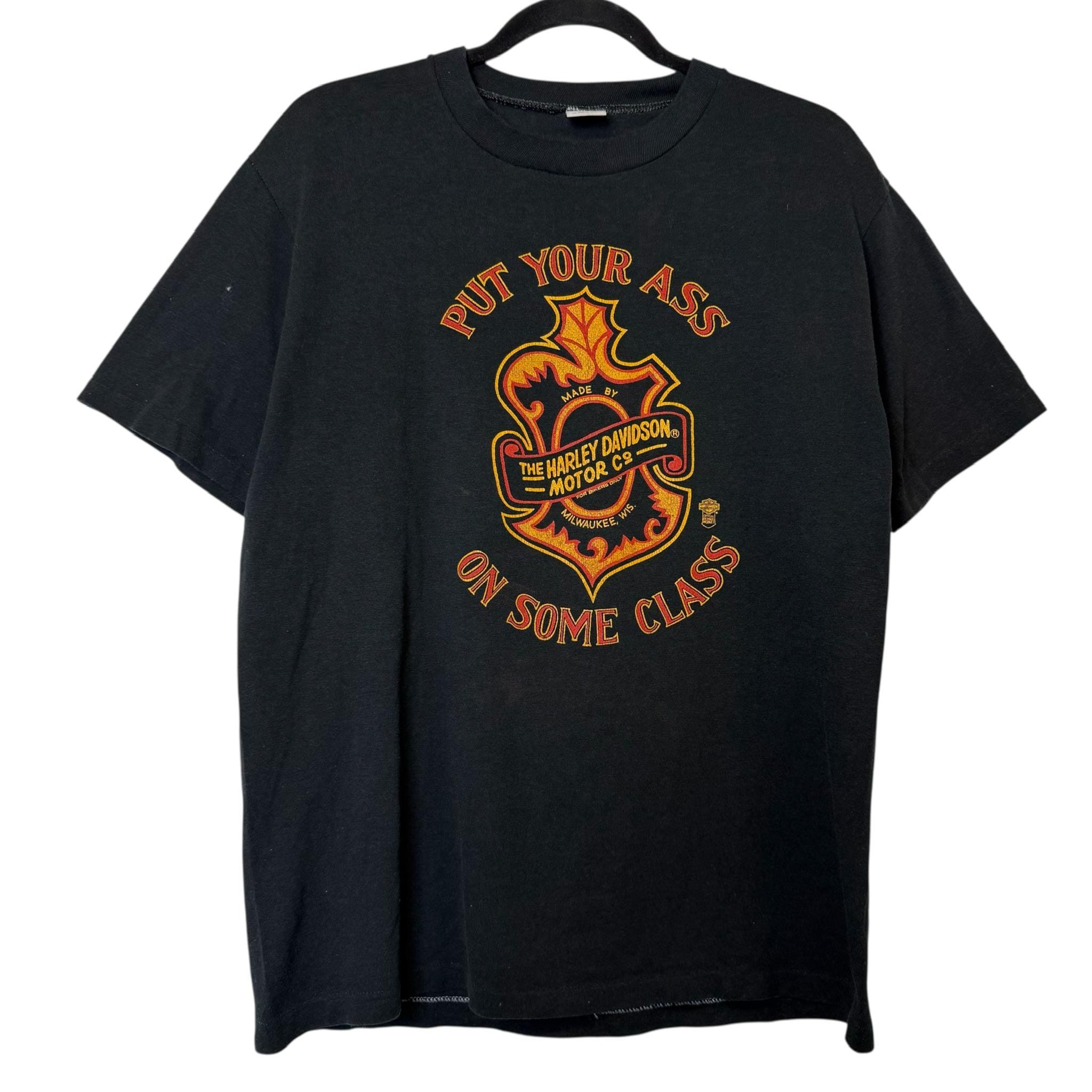 80's Harley Davidson Put Your Ass on Some Class T-shirt Sz L (B470