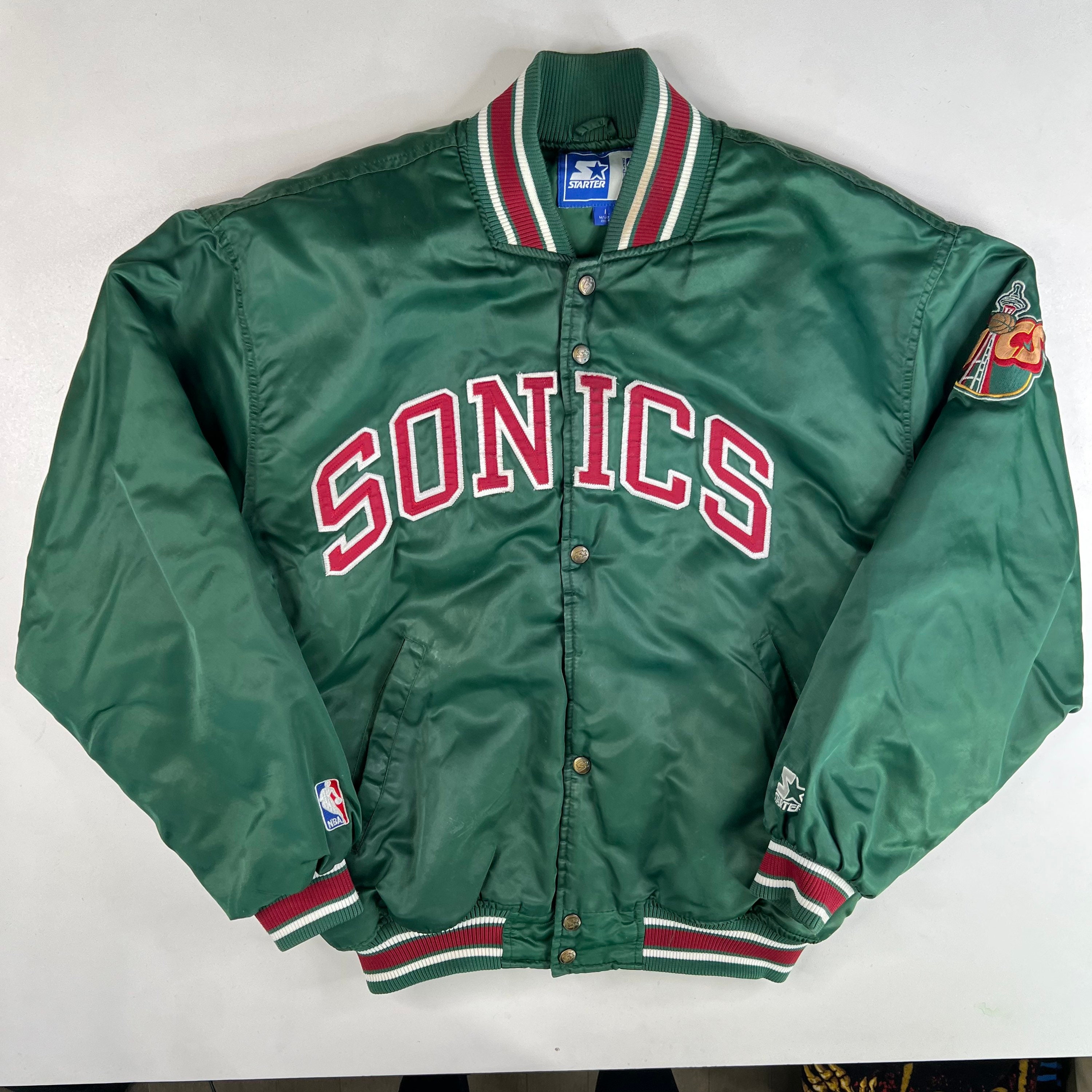 90s Seattle Supersonics Satin Starter Jacket Sz XL - Etsy 日本