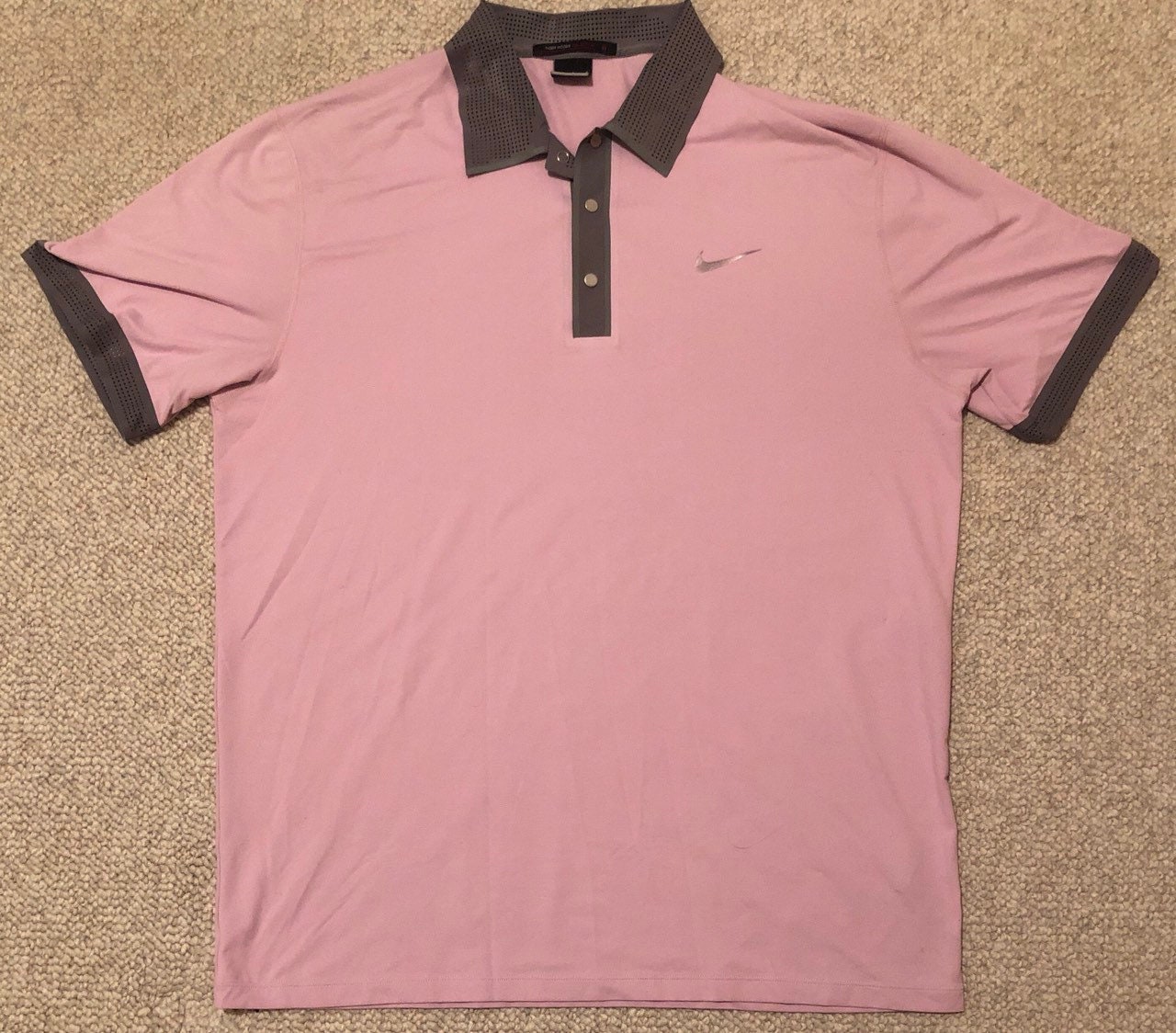 Tiger Woods Pink Polo Nike Golf Shirt 