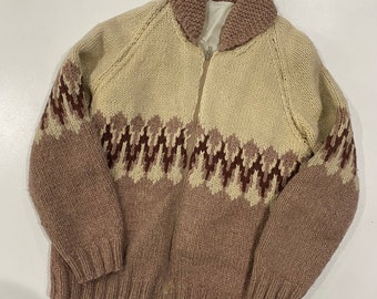 Sweter w stylu curlingowym Cowichan Siwash Mary Maxim, 100% wełna, WC040