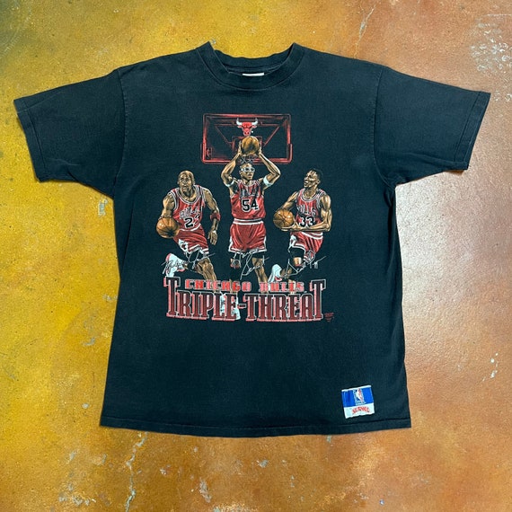 90s Chicago Bulls Triple Threat T Shirt Size Xl Etsy 日本