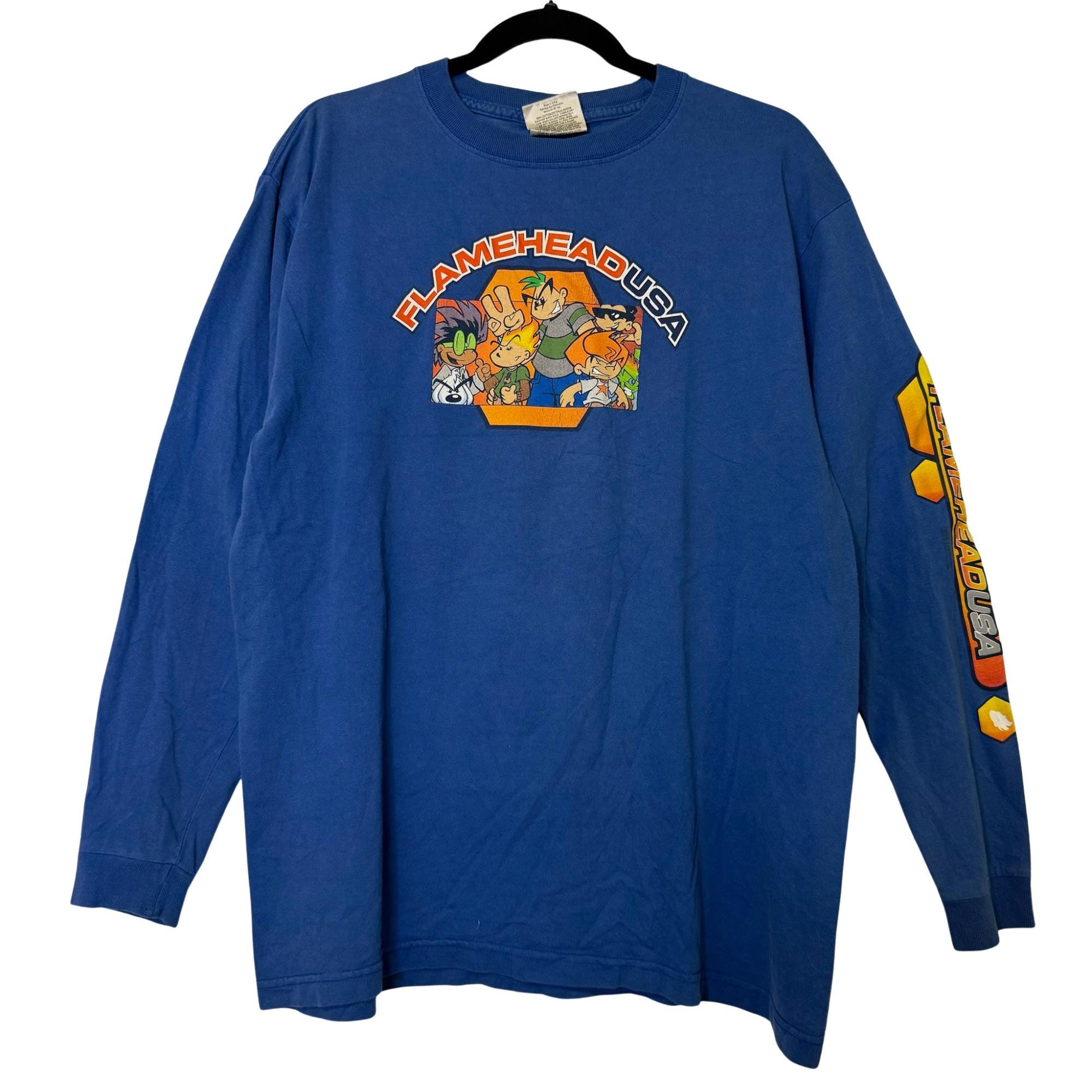 90s】USA製 FLAMEHEAD キャラクタープリント 長袖 Tシャツ 【公式通販】