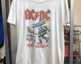 1988 ACDC Heat Seeker World Tour Rock Concert Short Sleeve White T