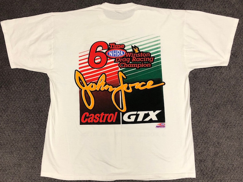 John Force Autograph Drag Race T-shirt mens XL