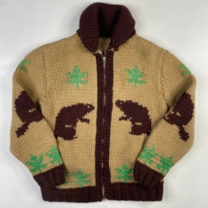 Vintage Hand Knit Wool Cowichan Siwash Mary Maxim Style Sweater (1832)