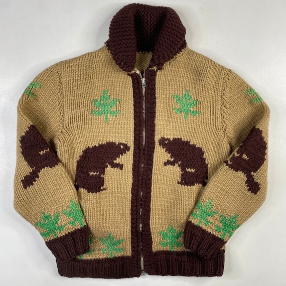 Vintage Hand Knit Wool Cowichan Siwash Mary Maxim Style Sweater