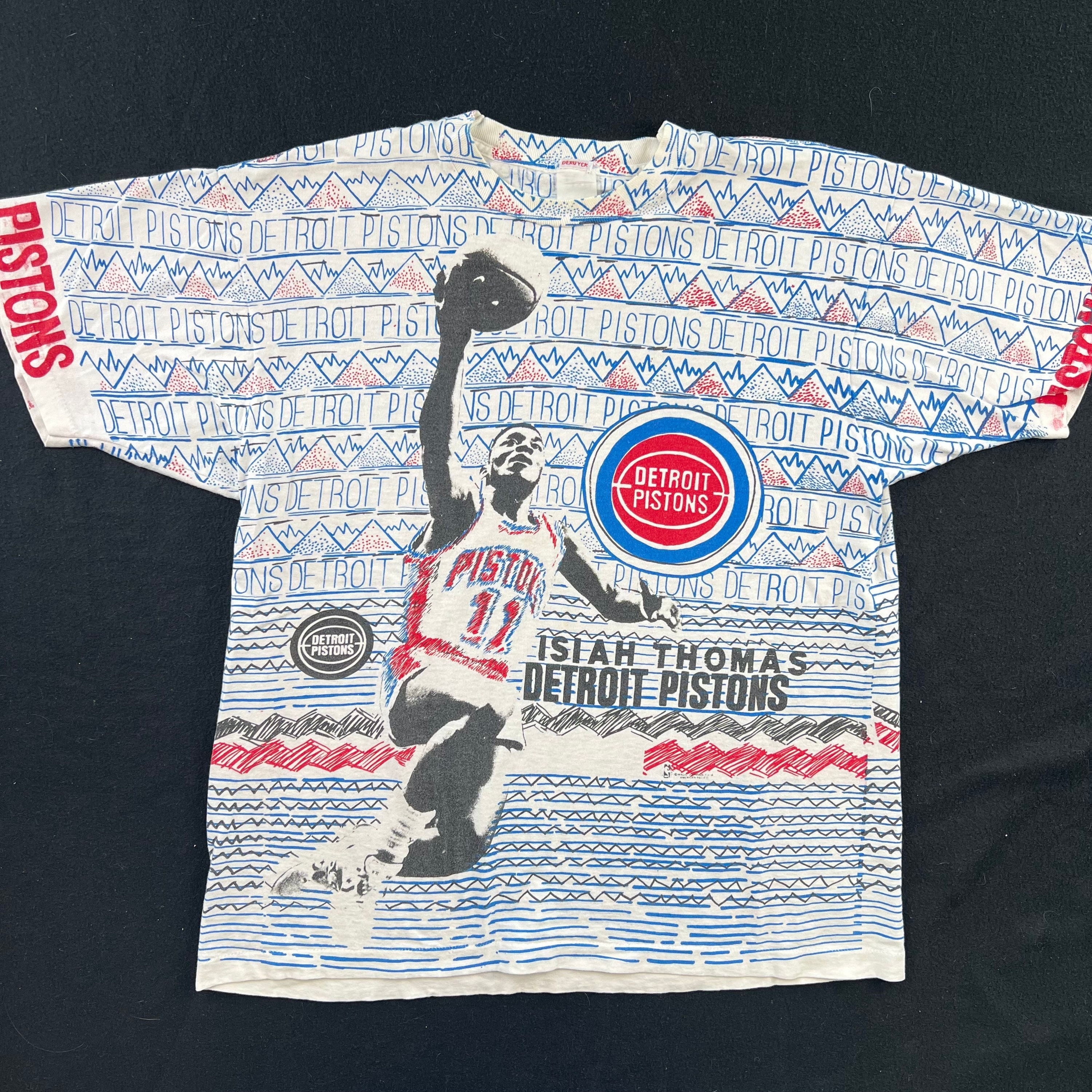 90’s Isiah Thomas Detroit Pistons AOP Magic Johnson T’s T-shirt Sz Large