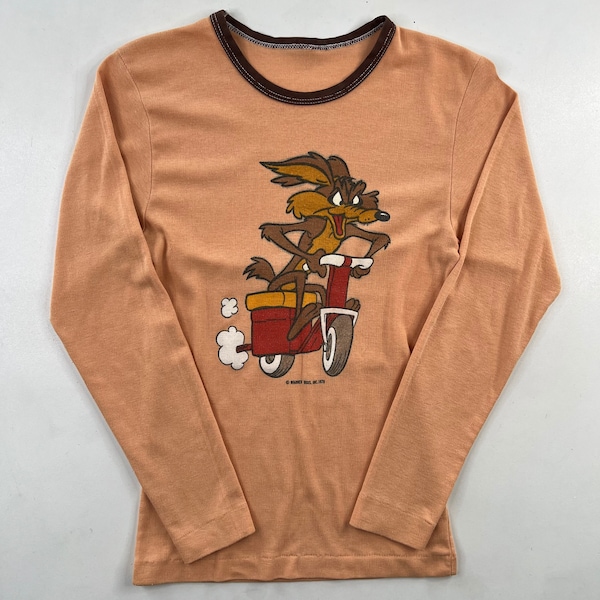 1970 Wile E Coyote Warner Bros Long Sleeve Shirt Sz Small