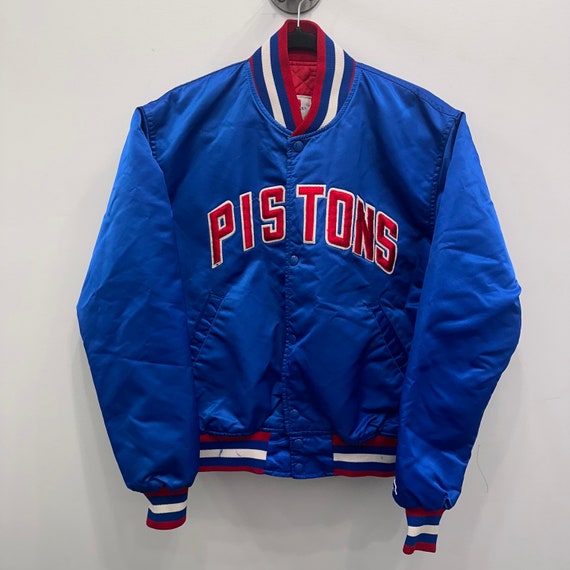 90's Detroit Pistons Starter Satin Bomber Jacket … - image 1