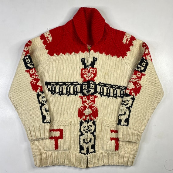 Vintage Hand Knit 100 Wool Cowichan Siwash Sweater Native