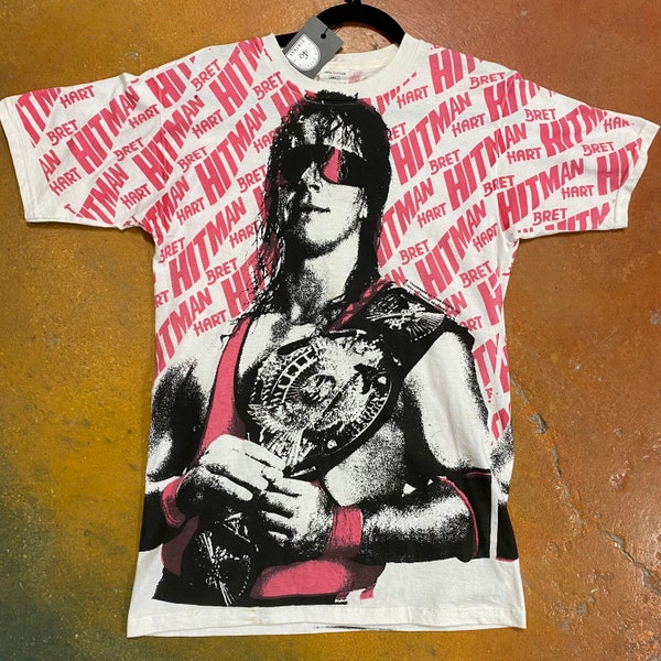 1993 Bret Hitman Hart AOP T-shirt Men’s Small