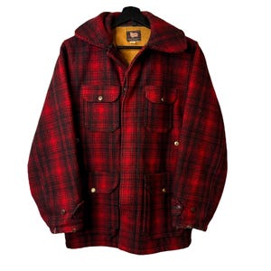 1950&#39;s Woolrich Mackinaw Plaid Jacket Sz M (A3156)