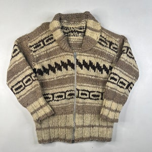 100% Wool Cowichan Siwash Mary Maxim Curling Sweater Sz M (X389)