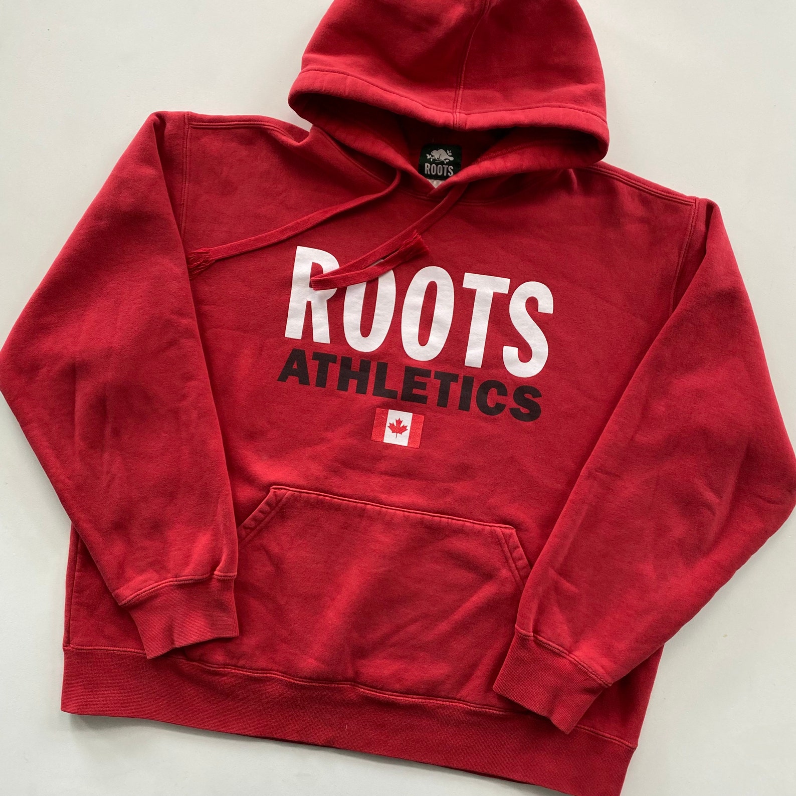 90's Roots Canada Pullover Hoodie Red Size XL Etsy
