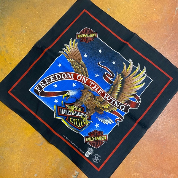 Bandana Harley Davidson Eagle Vintage z lat 80., wyprodukowana w USA