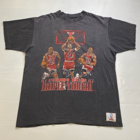 90s Chicago Bulls Triple Threat T-shirt Sz XL (A3772) - Etsy