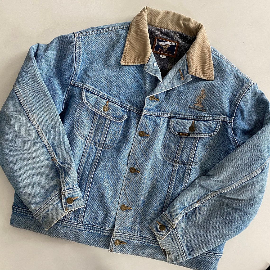 90's Mustang Storm Rider Blue Denim Trucker Jacket Size 48 | Etsy