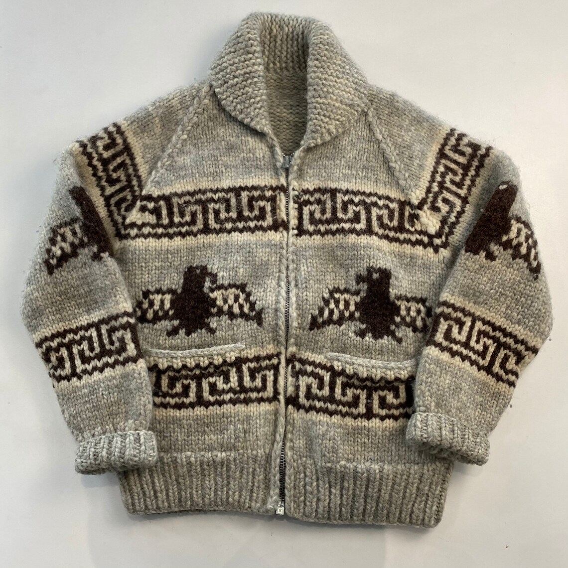 Vintage Hand Knit 100% Wool Cowichan Siwash Sweater Jacket | Etsy