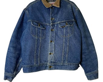 Vintage 70s-80s Lee Storm Rider Jean Jacket, Corduroy Collar